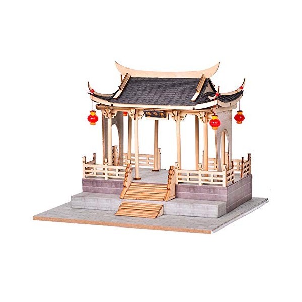 Kit de maison de poupée miniature en bois 3D style chinois ancien modèle de construction DIY créatif fantaisie anniversaire e