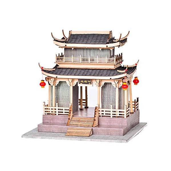 Kit de maison de poupée miniature en bois 3D style chinois ancien modèle de construction DIY créatif fantaisie anniversaire e