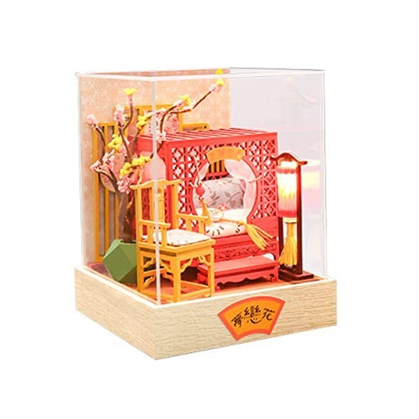 Maison de poupée miniature en bois de style chinois antique avec meubles, créativité 3D pour garçons et filles, cadeaux dann