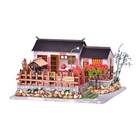 Maison de poupée miniature en bois à faire soi-même - Maison de campagne chinoise faite à la main - Modèle éolien - Cadeau de