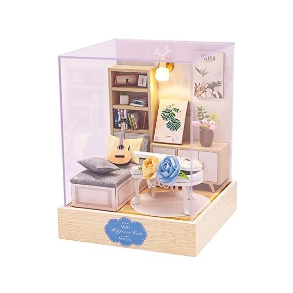 WonDerfulC Maison de poupée miniature en bois 3D faite à la main - Modèle de construction - Cadeau créatif surprise pour Noël