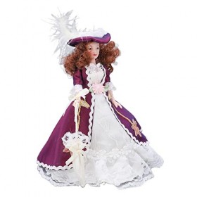 Fabater Fille de la Maison de Poupée Échelle 1:12 Miniature Porcelaine Violet Foncé Jupe Chapeau Femme Ornement de Modèle de 