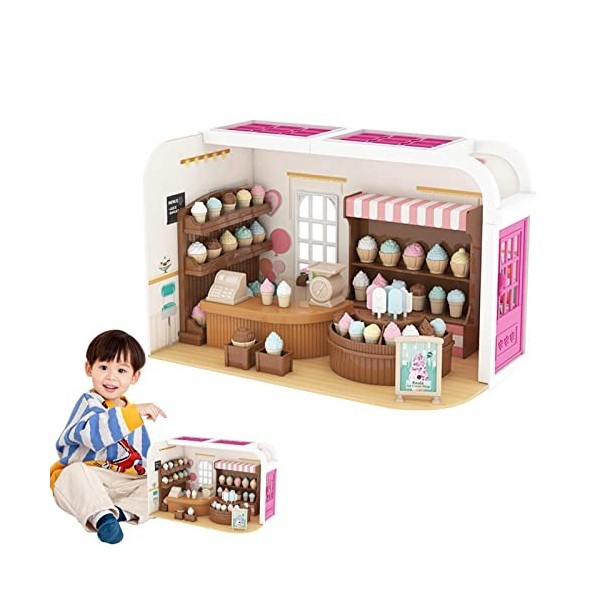 JPSDOWS Mini maison de poupées | Modèle de maison de poupée 3D interactif DIY ,Kit de meubles pour chalet Ornement pour la ma