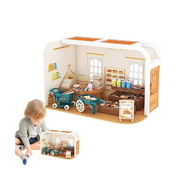 JPSDOWS Mini maison de poupées | Modèle de maison de poupée 3D interactif DIY ,Kit de meubles pour chalet Ornement pour la ma