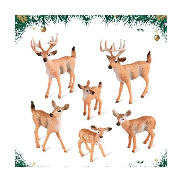 Lot de 6 Figurine Animaux de la Foret, Figurines danimaux de la Forêt Réalistes en Plastique, Figurines danimaux des Bois p