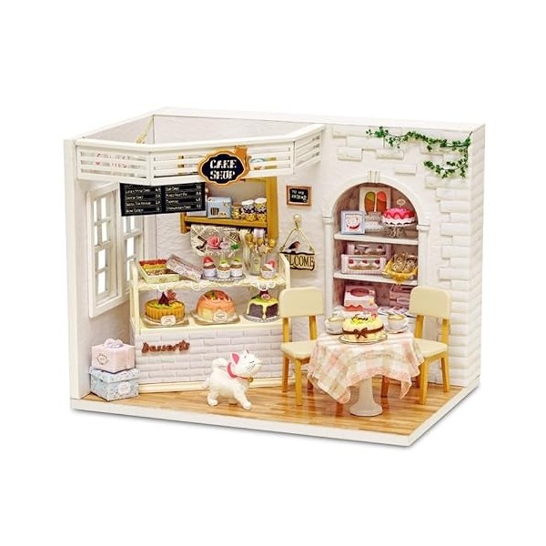 Fsolis Miniature avec des Meubles de Maison de poupée, kit 3D Dollhouse en Bois Ainsi Que la poussière et Le Mouvement de la 