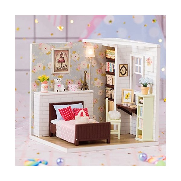 Natudeco Bricolage Miniature Maison de poupée Kit Mini Maison Faisant Kit Maison Assemblage modèles Jouet pour Chambre Salon 