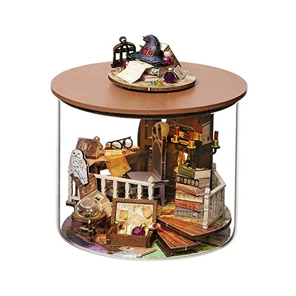 Cadeau de Noël)Kit de maison de poupées miniatures DIY, kit miniature avec  meubles et lumière led 3d puzzle en bois miniature kit d'artisanat Mini  maison pour adultes