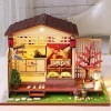 erhumama DIY Maison de poupée miniature japonaise Tatami meubles Kits de lumière LED Fleurs de cerisier Fait à la main Puzzle