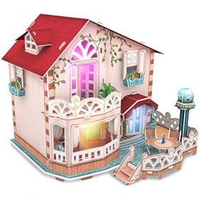 CubicFun Puzzle 3D Dollhouse Kits de Maison de Poupée avec Meubles de la Maison des Enfants, Jouets 116 pièces, P634h