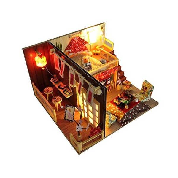 FASSME Kit de mini maison de poupée – Kit de maison miniature délicate avec lumière LED | Modèle de maison de poupée 3D – Boî