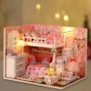 Fonowx Kits de Maison de poupée Miniatures en Bois 3D, boîte de Chambre, Cadeaux de noël avec Meubles et Ornements, Facile à 