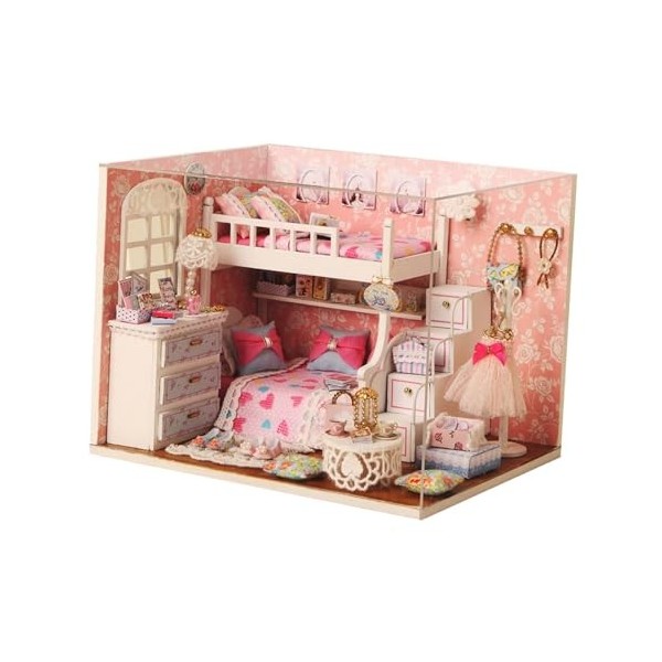 F Fityle Kits de Maison de poupée Miniatures en Bois, Bricolage, Chambre de Filles, Facile à Assembler, Jouet éducatif Modern