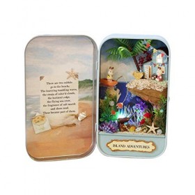 TOPINCN Maison de Poupée Meubles Miniature avec Lumière LED Thème Naturel à la Main Bricolage Boîte Théâtre Kit de Maison de 