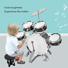 BHDD Ensemble de Batterie pour Enfants 5 pièces, Jouet de Tambour éducatif pour Enfants avec trône, cymbale, pédale et Baguet