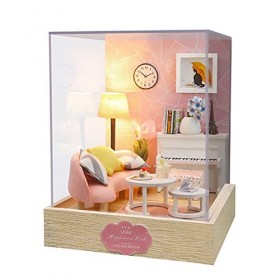 Mini maison de poupée miniature en bois à monter soi-même - Kit de construction de maison de poupée 3D - Mini maison de puzzl