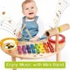 JUSTWOOD 6 en 1 Tambours en Bois Percussion Enfants Batterie, Jouets musicaux Instruments de Musique Enfants Tambours Jouet é