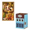 CUTEROOM Kit de maison de poupée miniature avec meubles et lumières LED, maison de poupée miniature en bois pour femmes et fi