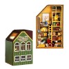 CUTEROOM Kit de maison de poupée miniature avec meubles et lumières LED, maison de poupée miniature en bois pour femmes et fi