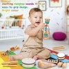 Jouets Musicaux Bois Instruments de Musique Enfants Jouet en Bois Bebe Set en Tambourin Triangle Crecelle en Bois Maracasse B