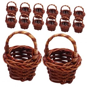 Abaodam 20 Pièces Mini Panier DOeufs De Pâques Portable Panier À Copeaux De Bois Décor De Maison De Poupée Mini Paniers De B