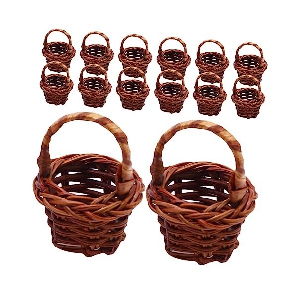 Abaodam 20 Pièces Mini Panier DOeufs De Pâques Portable Panier À Copeaux De Bois Décor De Maison De Poupée Mini Paniers De B