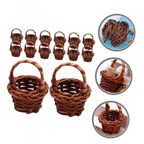 Abaodam 20 Pièces Mini Panier DOeufs De Pâques Portable Panier À Copeaux De Bois Décor De Maison De Poupée Mini Paniers De B