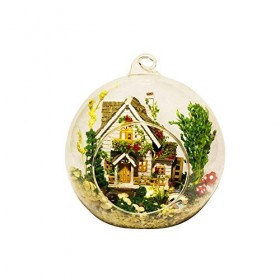 TEYUN Boule en Verre Handmake Mini Maison de poupée Bricolage Chalet Beau Design