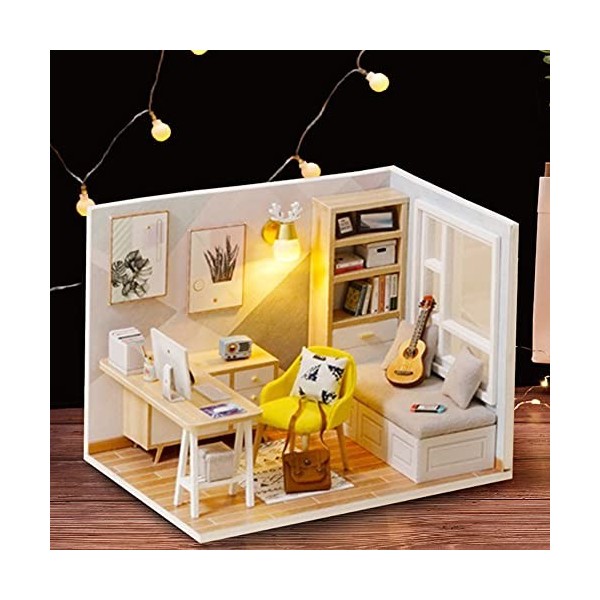 LYEAA Maison de poupée miniature 3D à monter soi-même en bois - Décoration de chambre A 