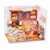 WonDerfulC Mini maison de poupée en bois à monter soi-même avec LED pour café, dessert, gâteau, cadeau danniversaire idéal p