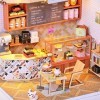 WonDerfulC Mini maison de poupée en bois à monter soi-même avec LED pour café, dessert, gâteau, cadeau danniversaire idéal p