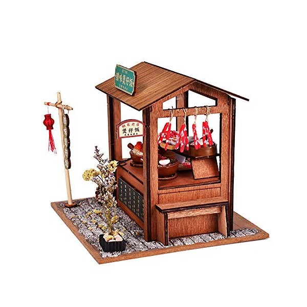 WonDerfulC - Mini maison de poupée 3D en bois avec lumières LED et kit de meubles - Puzzle amusant - Cadeau créatif - Pot en 