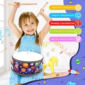 OATHX Jouets musicaux pour bébés Ensemble de Batterie pour Enfants âgés de 3, 4, 5, 6/kit de Caisse Claire en Bois,Instrument
