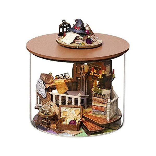 Generico DIY 3D Dollhouse Miniature Craft Librairie Artisanat en Bois Puzzle Kit de Modèle de Maison de Poupée pour Garçon Am