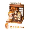 Rolife Maison de poupée en Bois RORO Bakery Mini Friends Series Maison de poupée Noël Anniversaire Cadeaux pour Filles Jeu Co