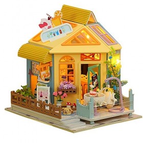 WonDerfulC - Maison de poupée Miniature en Bois 3D - À Monter soi-même - Maison Artistique - Jouet avec Housse Anti-poussière