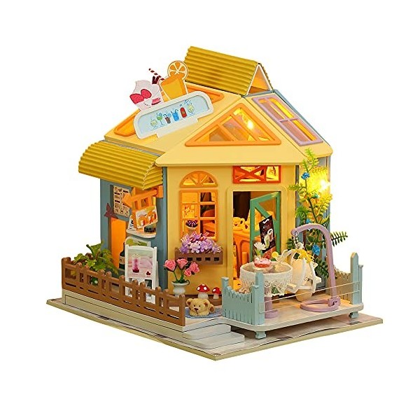 WonDerfulC - Maison de poupée Miniature en Bois 3D - À Monter soi-même - Maison Artistique - Jouet avec Housse Anti-poussière