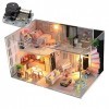 WonDrtherC Bricolage Jouet Maison Kit créatif Rose Loft bâtiment modèle Miniature Maison de poupée 3D Maison Kit pour Filles 