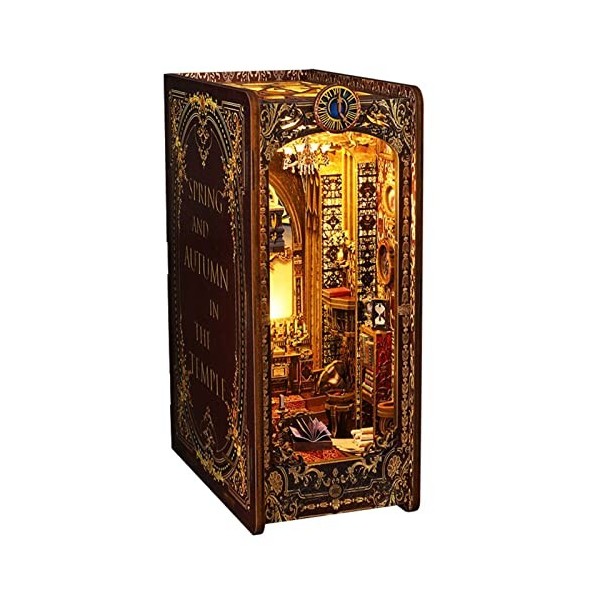 Puzzle en Bois 3D DIY Book Nook Model Kit pour étagère DIY Serre-livres Modèle Kit de construction avec Lumière LED Maison de