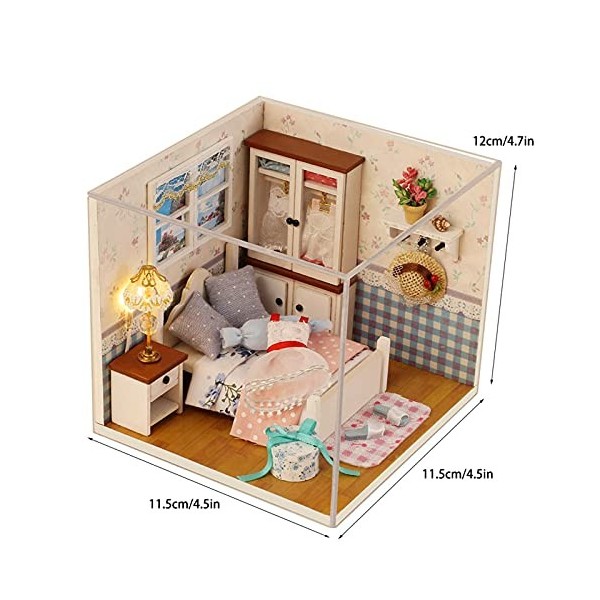 Kit de maison de poupée miniature, jouets éducatifs de maison de poupée avec des lumières LED de meubles, pièces de modèle de