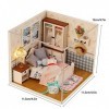 Kit de maison de poupée miniature, jouets éducatifs de maison de poupée avec des lumières LED de meubles, pièces de modèle de