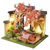 erhumama Maison de poupée miniature 3D en bois de style chinois avec éclairage LED - Cadeau danniversaire pour enfant