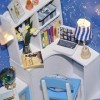 DIY House Kit maison de poupée miniature mignonne chambre avec meubles et couverture illustration, cadeau créatif avec lumièr