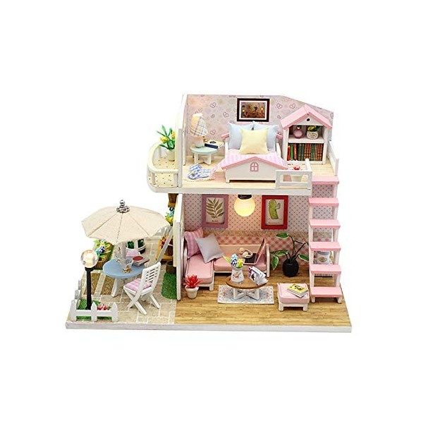 luckiner Mini maison en bois 3D à faire soi-même - Maison de poupée miniature - Meuble de maison de poupée - Kit de meubles p