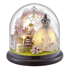 Maison de poupée miniature en bois - Maison en verre - Bricolage - Décoration artisanale - Modèle avec boîte à musique 3D - L