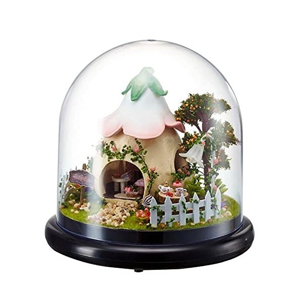 Maison de poupée miniature en bois - Maison en verre - Bricolage - Décoration artisanale - Modèle avec boîte à musique 3D - L