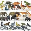 TOEY PLAY 3 en 1 Figurine Animaux en Plastique Jouets 36pcs , Lot Animaux Marins Mer, Sauvages Animaux de la Forêt Jungle, Di