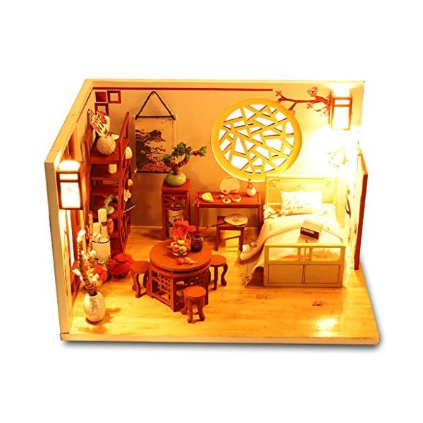 Momola Maisons de Poupées en Bois Model Kits DIY Cottage de la Maison Miniature Fabriqué Kit Fait à la Main Maison de Poupée 