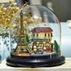 Maison de poupée avec couvercle transparent miniature bricolage maison avec lumière LED cadeau danniversaire idéal pour enfa
