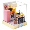 perfk Ensemble de Maison de Poupée de Lumière LED Miniature de Salle à Manger de Cuisine pour Le Cadeau danniversaire de Fil